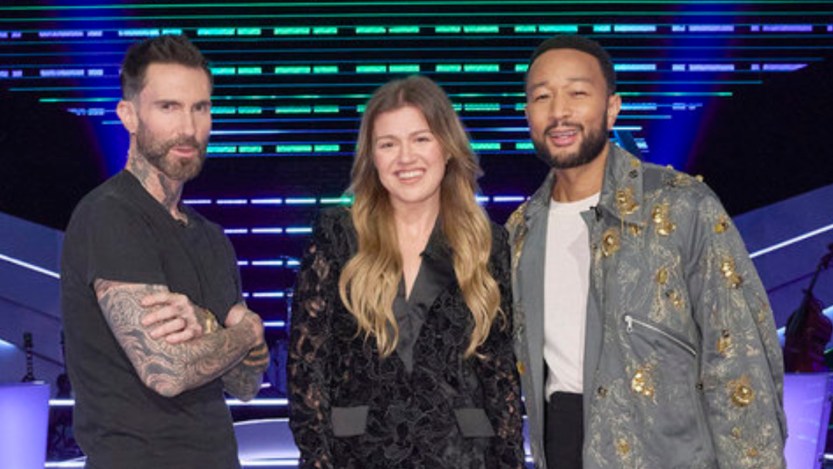 Adam Levine, Kelly Clarkson, and John Legend