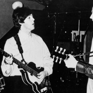 The Beatles working with George Martin