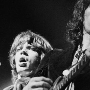 Mick Jagger and Keith Richards performing