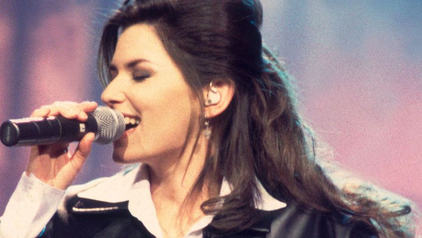 Shania Twain performing in the mid-1990s