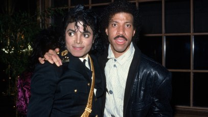 MIchael Jackson and Lionel Richie pose for a photo circa 1985. (Photo by Lester Cohen/ Getty Images