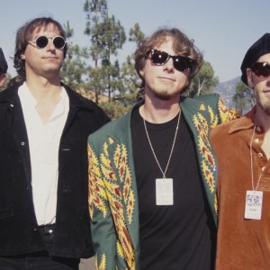 American rock band REM (American drummer Bill Berry, American guitarist and songwriter Peter Buck, American bass player Mike Mills, and American singer and songwriter Michael Stipe) attend the 1993 MTV Video Music Awards, held at the Universal Amphitheater in Los Angeles, California, 3rd September 1993. (Photo by Vinnie Zuffante/Getty Images)