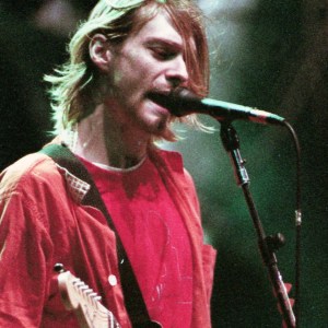 HOUSTON, TEXAS - DECEMBER 6: Kurt Cobain of Nirvana at the Astroarena, Dec. 6, 1993. (Photo by D. Fahleson/Houston Chronicle via Getty Images)