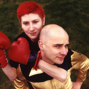 Portrait of Danbert Nobacon and June Abbott, of Chumbawamba in Belfast, Northern Ireland , United Kingdom, 1992. (Photo by Martyn Goodacre/Getty Images)