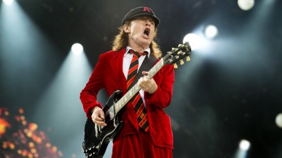 GLASGOW, SCOTLAND - JUNE 28: Guitarist Angus Young of the Australian band AC/DC performs at at Hampden Park National Stadium on June 28, 2015 in Glasgow, United Kingdom (Photo by Ross Gilmore/Redferns via Getty Images)