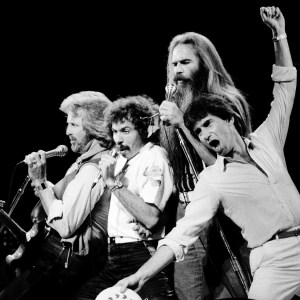Country band Oak Ridge Boys perform onstage at the Poplar Creek Music Theater, Hoffmann Estates, Illinois, August 21, 1984. (Photo by Paul Natkin/Getty Images)
