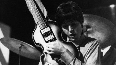 Paul McCartney of English rock and pop group The Beatles tunes up his Hofner 500/1 violin bass guitar on stage during rehearsals for the ABC Television music television show 'Thank Your Lucky Stars' Summer Spin at Teddington Studios in London on 11th July 1964. The band would go on to play four songs on the show, A Hard Day's Night, Long Tall Sally, Things We Said Today and You Can't Do That. (Photo by David Redfern/Redferns)