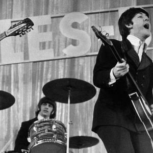 The Beatles playing in Hamburg