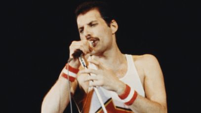 Freddie Mercury performing in 1984
