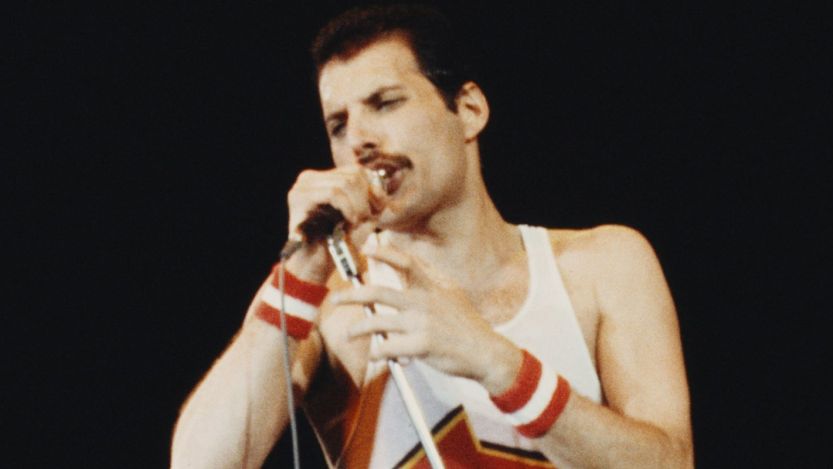 Freddie Mercury performing in 1984