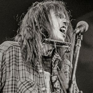 Neil Young performing in 1976