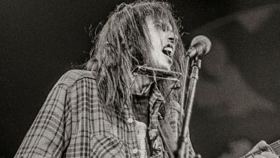 Neil Young performing in 1976