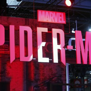 PARIS, FRANCE - OCTOBER 27: The logo of the video game "Marvel's Spider-Man" developed by Insomniac Games and published by Sony Interactive Entertainment is displayed during the 'Paris Games Week' on October 27, 2018 in Paris, France. 'Paris Games Week' is an international trade fair for video games and runs from October 26 to 31, 2018. (Photo by Chesnot/Getty Images)