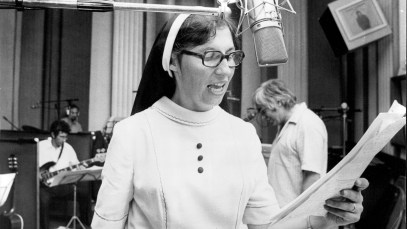 Singing Nun - Sister Janet Mead during recording rehearsal at Festival Records, Pyrmont. April 2, 1974. (Photo by Kenneth Stevens/Fairfax Media via Getty Images).
