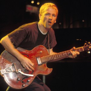 Guitarist Greg Brown is shown performing on stage during a live concert appearance with Cake on November 12, 1996. (Photo by John Atashian/Getty Images)