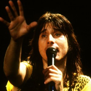 OAKLAND, CA - CIRCA 1984: Steve Perry and Journey are performing at the Oakland Coliseum in Oakland, California on January 1, 1984. (Photo by Larry Hulst/Michael Ochs Archives/Getty Images)