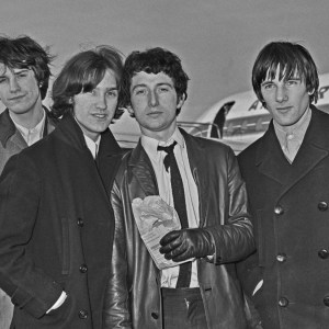 English rock band The Kinks at London Airport (later Heathrow), UK, 12th January 1965. They are flying to Marseille in France for two concert dates in the city. From left to right, Ray Davies, Dave Davies, Pete Quaife and Mick Avory. (Photo by Evening Standard/Hulton Archive/Getty Images)