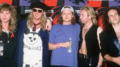 English rock band Def Leppard at the MTV Video Music Awards in Los Angeles, USA on 9th September 1992. They are Rick Savage, Joe Elliott, Rick Allen and Phil Collen. (Photo by Kypros/Getty Images)