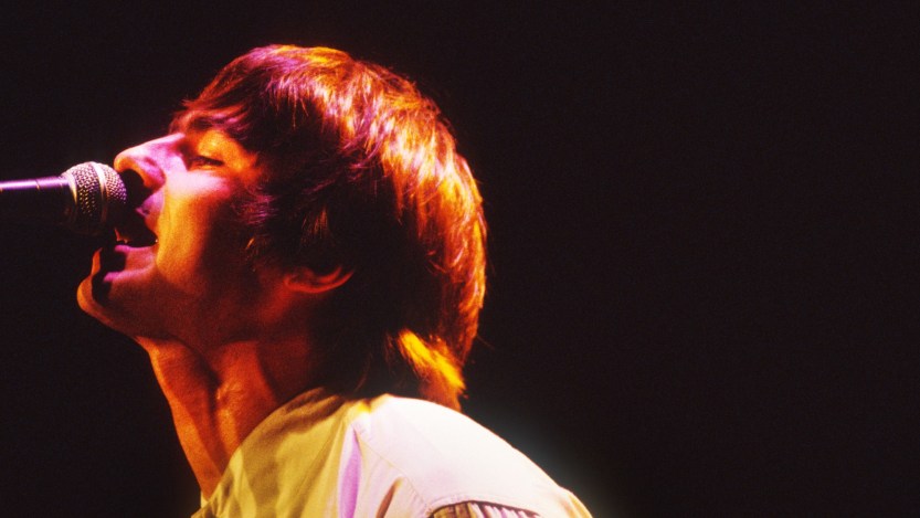 Liam Gallagher of Oasis performing at Botanique, Brussels, Belgium, 28th November 1994. (Photo by Gie Knaeps/Getty Images)