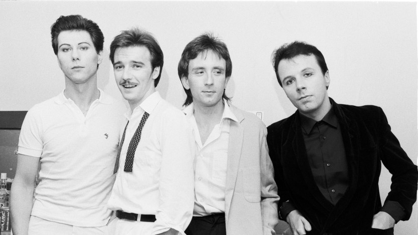 British new wave group Ultravox, UK, August 1980. Left to right: drummer Warren Cann, singer and guitarist Midge Ure, bassist Chris Cross and keyboard player Billy Currie. (Photo by Michael Putland/Getty Images)