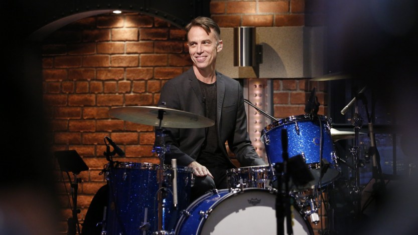 LATE NIGHT WITH SETH MEYERS -- Episode 400 -- Pictured: Matt Cameron of the bands Soundgarden and Pearl Jam sits in with the 8G Band on July 27, 2016 -- (Photo by: Lloyd Bishop/NBCU Photo Bank/NBCUniversal via Getty Images via Getty Images)