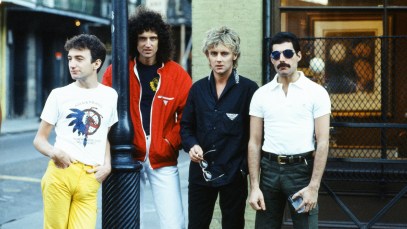 Queen, the rock band Freddie Mercury, Brian May, Roger Taylor and John Deacon seen here in New Orleans, USA. They are rehearsing for their forthcoming tour of South America. 21st September 1981,. (Photo by Kent Gavin/Mirrorpix/Getty Images)