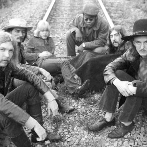 Southern rock band the "Allman Brothers" including Duane Allman, Gregg Allman, Butch Trucks, Dickey Betts, Berry Oakley, and Jaimoe Johanson pose for a portrait ouitside a church on May 5, 1969 in Muscle Shoals, Alabama. (Photo by Michael Ochs Archives/Getty Images)