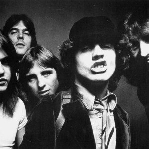 1979: Australian rock band AC/DC pose for an Atlantic Records publicity Photo for the cover session for the album Highway to Hell in 1979. (Photo by Atlantic Records/Michael Ochs Archives/Getty Images)