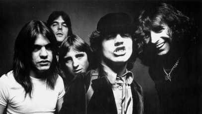 1979: Australian rock band AC/DC pose for an Atlantic Records publicity Photo for the cover session for the album Highway to Hell in 1979. (Photo by Atlantic Records/Michael Ochs Archives/Getty Images)