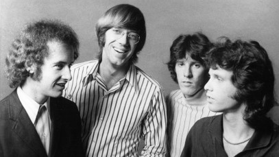 American rock group The Doors L-R Robby Krieger, Ray Manzarek, John Densmore and Jim Morrison pose for an Electra Records publicity still circa 1967. (Photo by Electra Records/Michael Ochs Archives/Getty Images)
