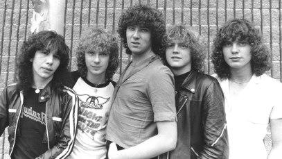 Def Leppard 1980 Pete Willis, Steve Clark, Joe Elliott, Rick Allen, Rick Savage at the Music File Photos 1980's in Los Angeles, (Photo by Chris Walter/WireImage)