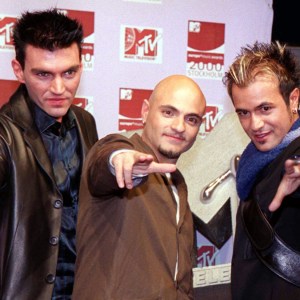 Dance band Eiffel 65 at the MTV Europe Music Awards, held at the Globe Arena in Stockholm, Sweden. (Photo by Anthony Harvey - PA Images/PA Images via Getty Images)