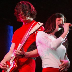UNITED KINGDOM - MAY 04: Photo of Big Sunday White Stripes; One Big Sunday - Heaton Park Manchester 04/05 2003., Pic shows the White Stripes -, Jack and Meg on stage in Heaton Park (Photo by Jon Super/Redferns)