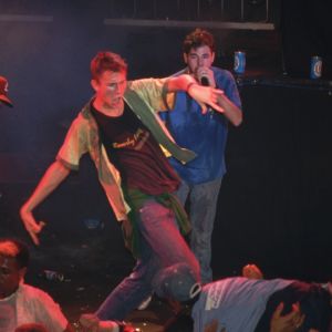 1980s musical group Beastie Boys performing