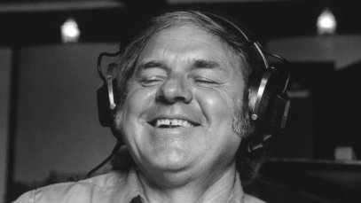 Marshall Grant, in the studio recording Johnny Cash's 'The Last Gunfighter Ballad' album.