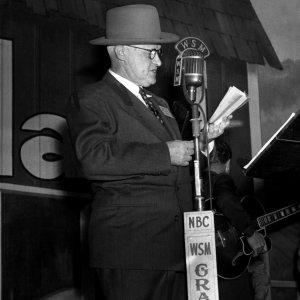 George D. Hay on the Grand Ole Opry stage