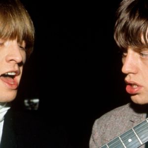 Brian Jones and Mick Jagger singing
