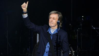 Paul McCartney performing at O2 arena