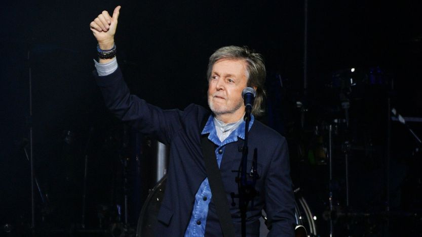 Paul McCartney performing at O2 arena