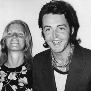 Paul McCartney and his wife Linda attend the 13th Grammy Awards at the Hollywood Palladium, Los Angeles, 16th March 1971. Paul is collecting the award for Best Original Score Written for a Motion Picture or a Television Special on behalf of the Beatles, for the song 'Let It Be'. (Photo by Keystone/Hulton Archive/Getty Images)