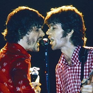 PEMBROKE PINES FLORIDA, January 19: The Band's Rick Danko and Robbie Robertson perform during Bob Dylan and The Band - The Tour 74' at The Hollywood Sportatorium in Pembroke Pines, Fl. on January 19, 1974 (Photo by Rick Diamond/Getty Images)