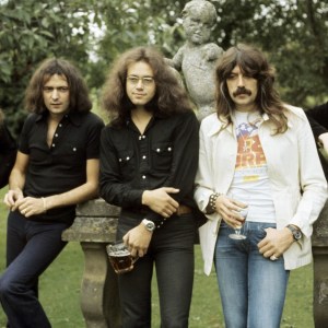 Deep Purple photographded at their press launch at Clearwell Castle in Gloucestershire, England in September, 1973. The band worked on material at the Gothic castle for the album Burn. (Photo by Armando Gallo/Gettry Images)