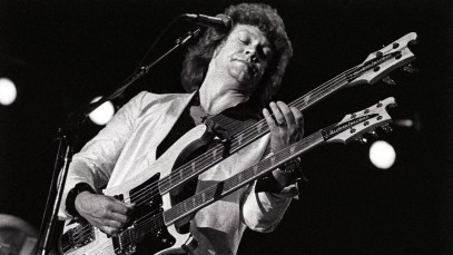 Moody Blues, John Lodge performs on stage at Ahoy, Rotterdam, Netherlands, 30th May 1981. He is playing a Rickenbacker double necked guitar. (Photo by Rob Verhorst/Redferns)