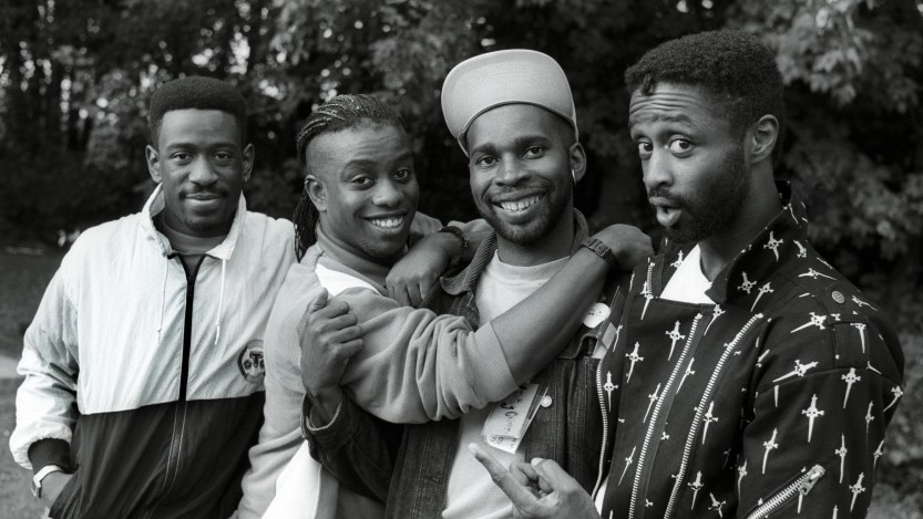 American rock band Living Colour, group portrait, (L-R) Will Calhoun, Corey Glover, Vernon Reid, Muzz Skillings at festival Pop Park, Rotterdam, Netherlands, 4th September 1988. (Photo by Rob Verhorst/Redferns)