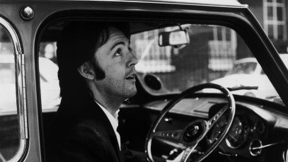 Singer songwriter Paul McCartney leaving the Apple headquarters in Savile Row, London, 19th April 1969. (Photo by McCarthy/Daily Express/Getty Images)