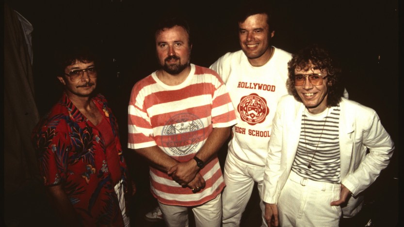 MINNEAPOLIS - OCTOBER 1987: Surf Rock band The Trashmen pose for a portrait at First Avenue nightclub in Minneapolis, Minnesota in October 1987. (Photo by Jim Steinfeldt/Michael Ochs Archives/Getty Images)