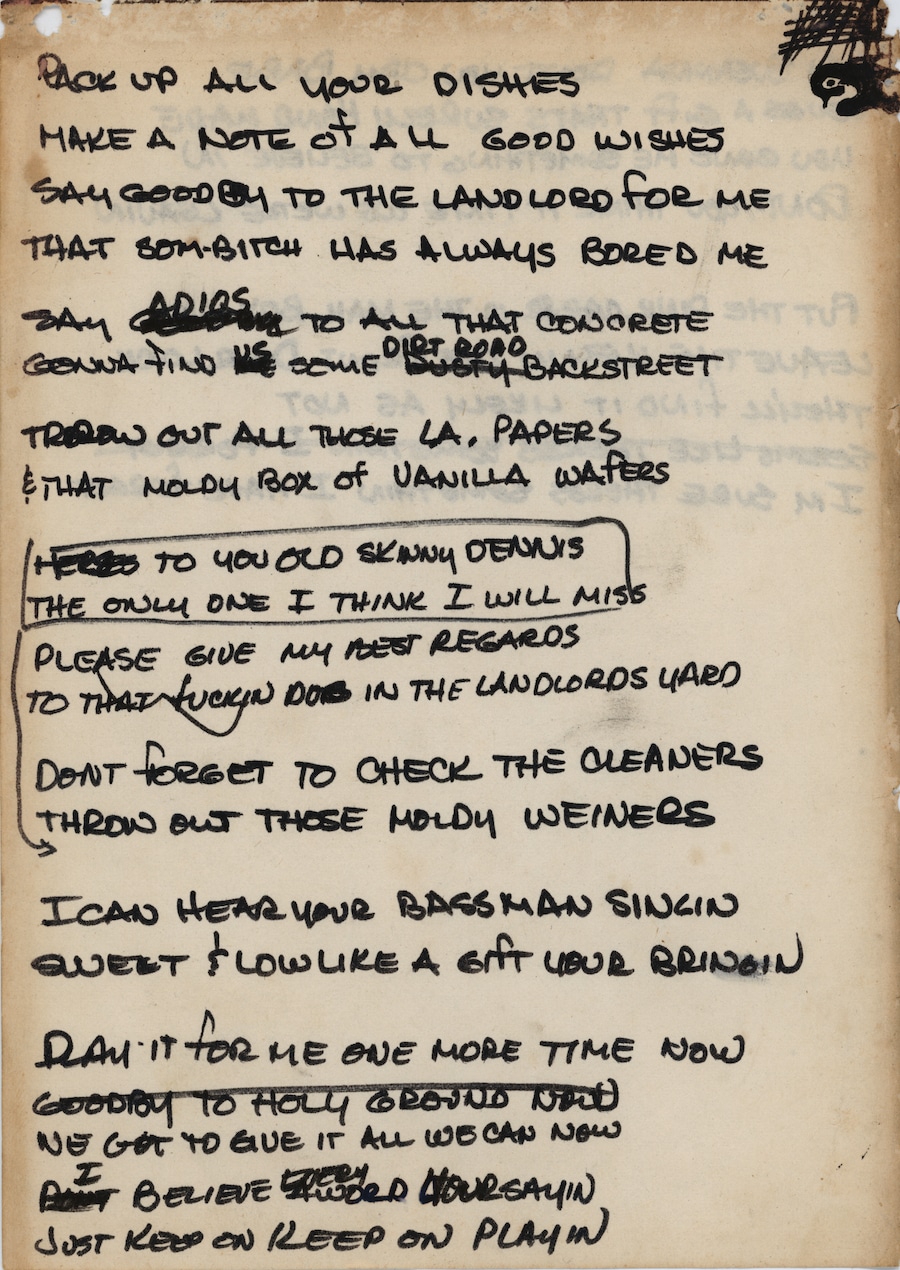 Guy's first draft of "L.A. Freeway." Courtesy Guy Clark collection